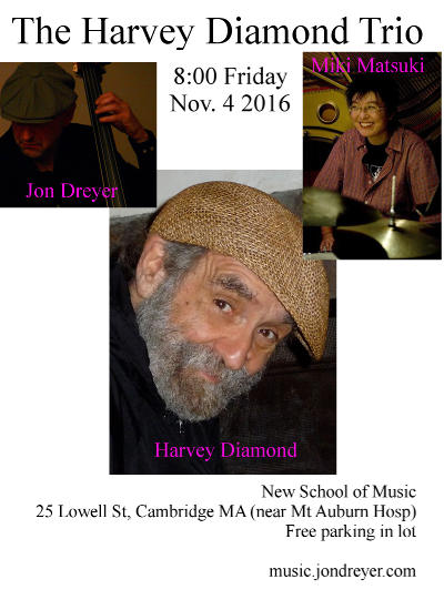 Flyer for Nov 4 2016 Harvey Diamond Trio